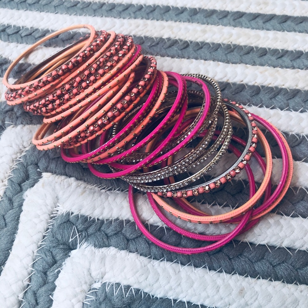 Authentic India Mixed Colors jeweled bangle set